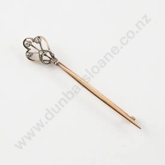 Victorian 15ct Four Stone Diamond Stick Pin