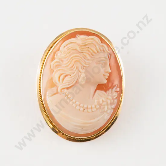 14ct Framed Classical Portrait Cameo Brooch/Pendant