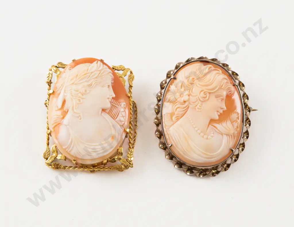 9ct Framed Classical Portrait Cameo Brooch Image 1++