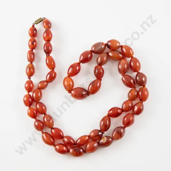 Early C20th Carnelain Single Strand Slightly Graduated Bead Necklace
