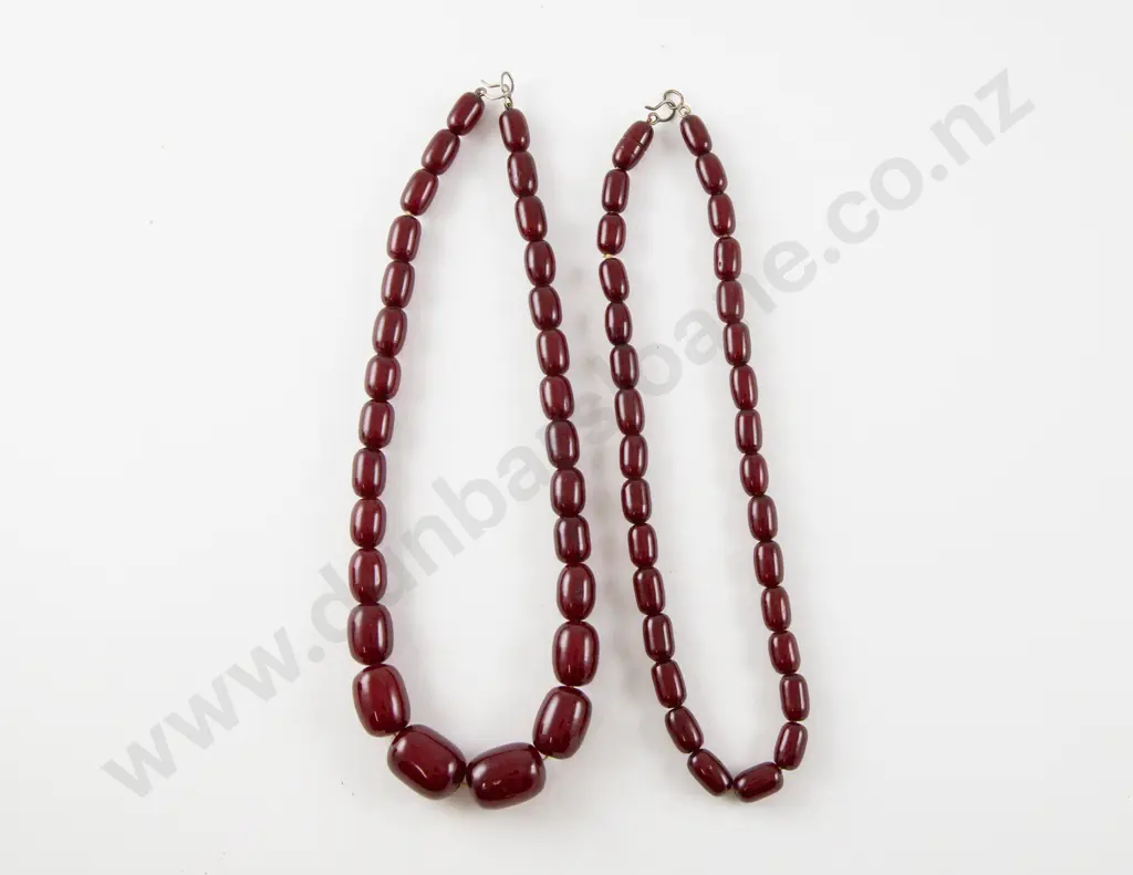 Two Cherry Amber Beaded Necklaces Image 1++