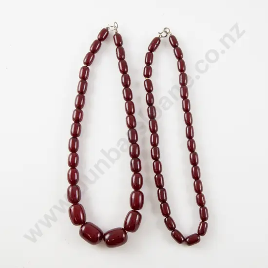 Two Cherry Amber Beaded Necklaces