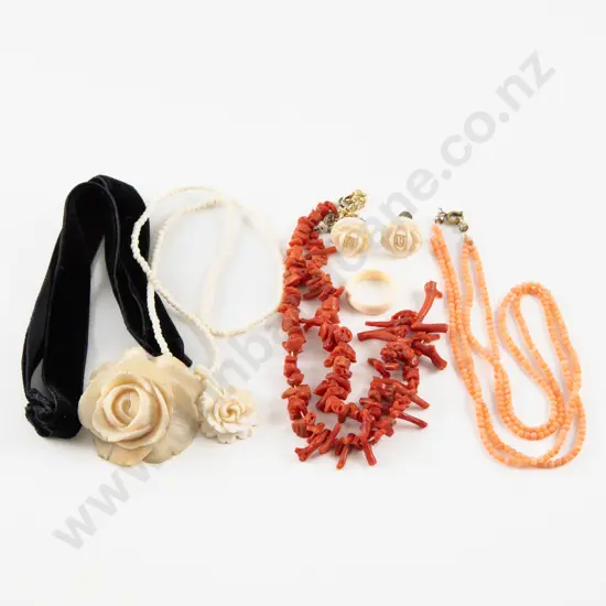 Collection of Ivory and Coral Jewellery