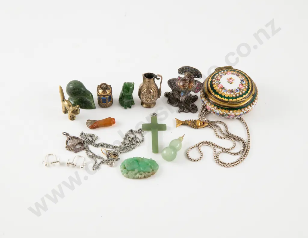 Two 9ct Seven Stone Diamond Lapel Clips with Collection of Charms and S/S Jewellery Image 1++