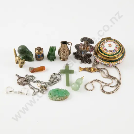 Two 9ct Seven Stone Diamond Lapel Clips with Collection of Charms and S/S Jewellery