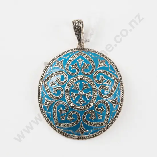 Swarovski S/S Marcasite and Enamel Circular Pendant
