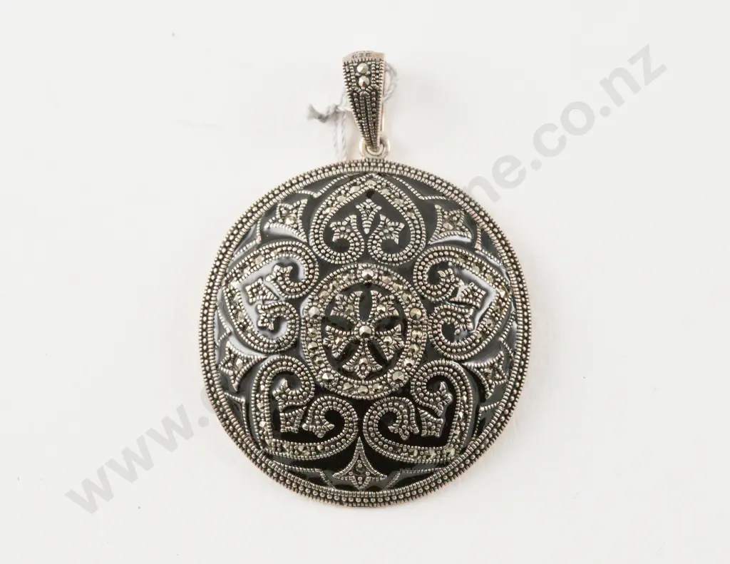 Swarovski S/S Marcasite and Enamel Circular Pendant Image 1++