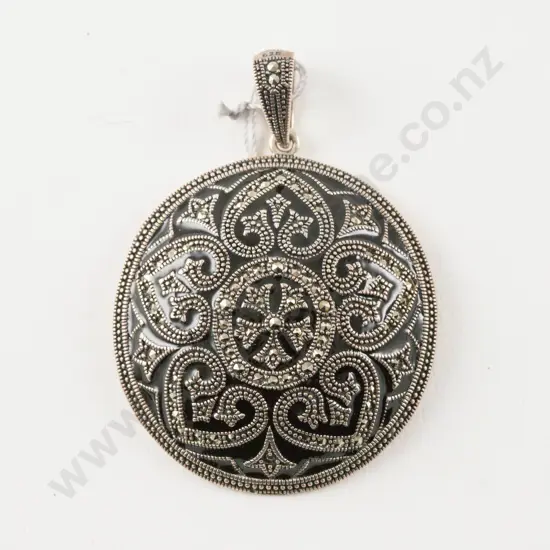 Swarovski S/S Marcasite and Enamel Circular Pendant