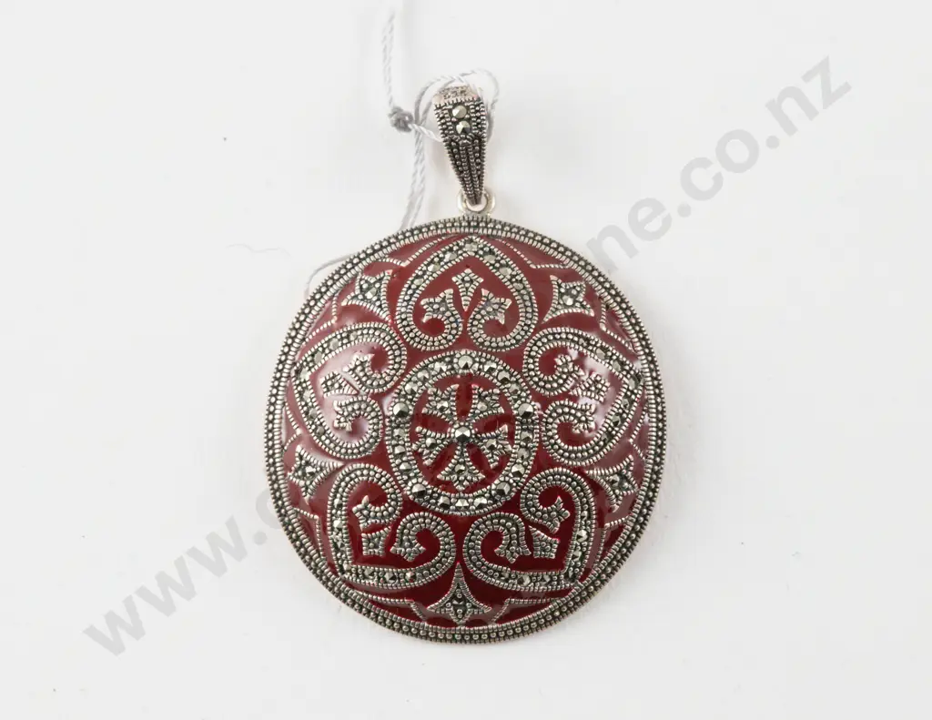 Swarovski S/S Marcasite and Enamel Circular Pendant Image 1++