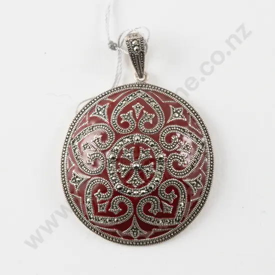 Swarovski S/S Marcasite and Enamel Circular Pendant