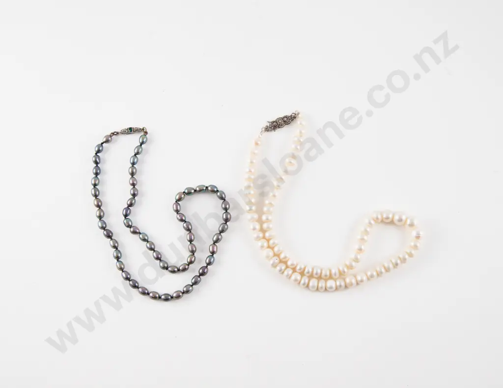 Two Single Strand Fresh Water Pearl Necklaces Image 1++
