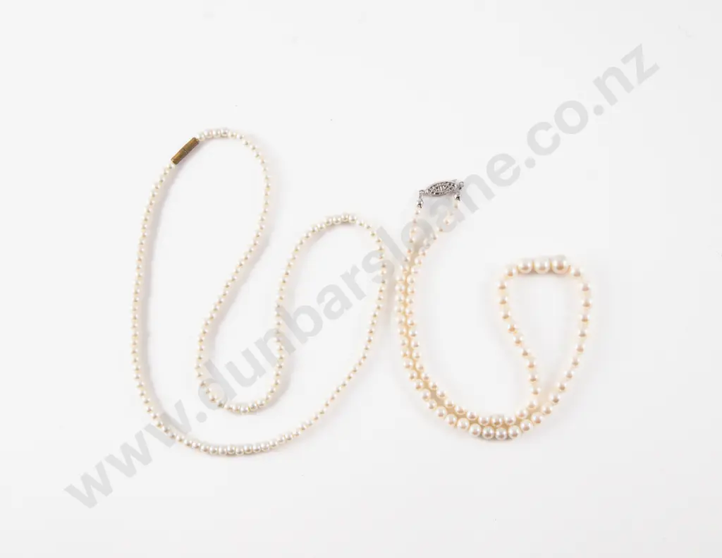 Two Single Strand Imitation Pearl Necklaces Image 1++