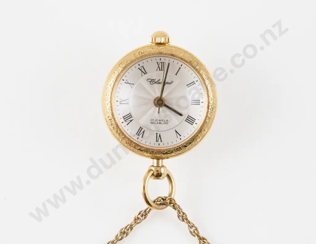 17 Jewels Classique Gold Plated 'Ball' Pendant Manual Wind Watch Image 1++
