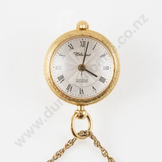 17 Jewels Classique Gold Plated 'Ball' Pendant Manual Wind Watch
