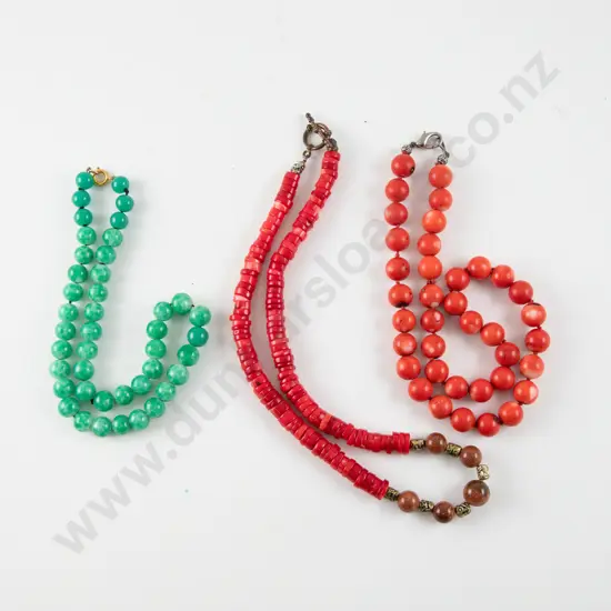 Three Single Strand Beaded Necklace