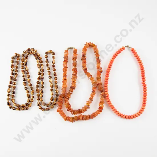 Single Strand Carnelian Bead Necklace