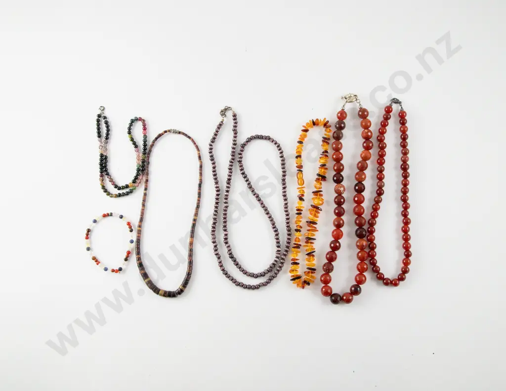 Six Various Beaded Necklaces and One Bracelet Image 1++