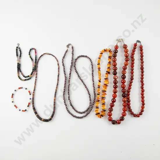 Six Various Beaded Necklaces and One Bracelet