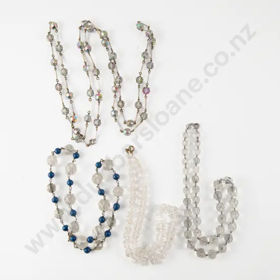 Four Single Strand Crystal Beaded Necklaces