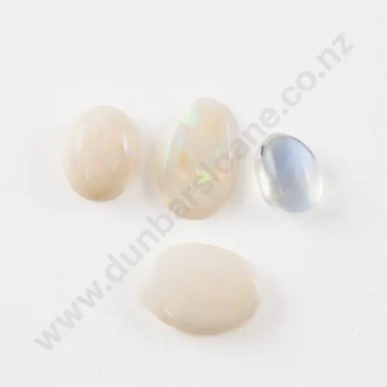 Three Unmounted Opals and One Moonstone