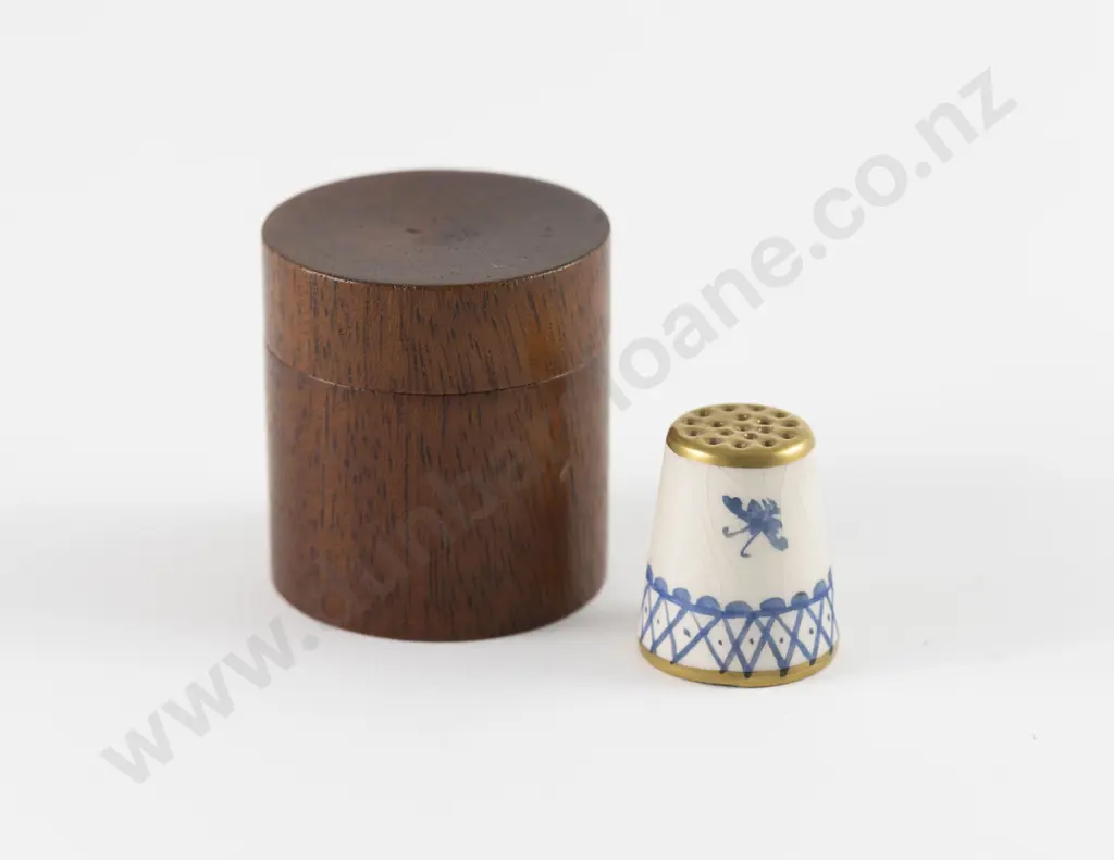 Hand Made Copy of a C1780 Georgian China Thimble in Mahogany Box Ltd Ed No920 Image 1++