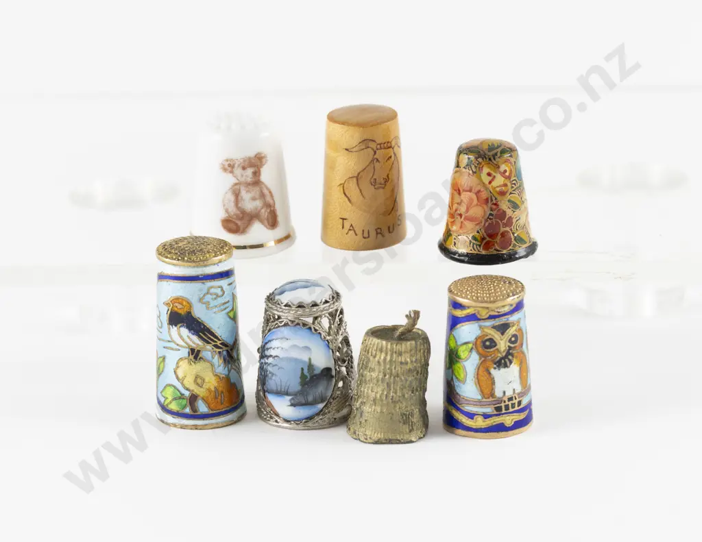 Six Assorted Thimble Guild Thimbles and Other Cloisonné Image 1++