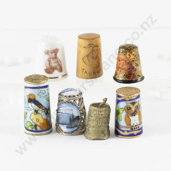 Six Assorted Thimble Guild Thimbles and Other Cloisonné