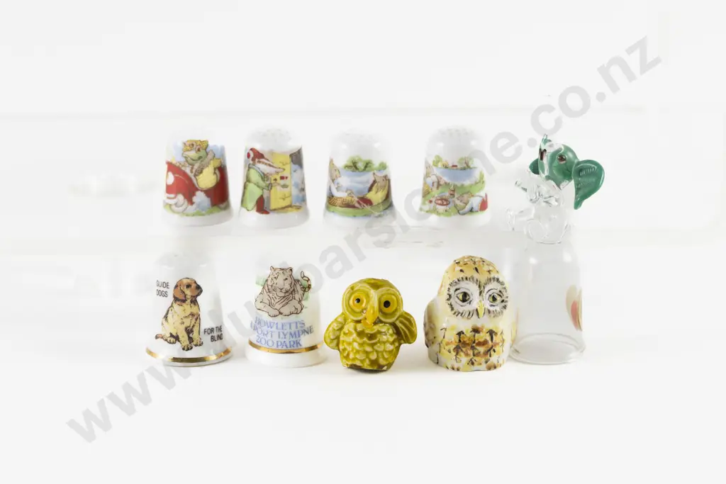 Set Four China Wind in the Willows Thimbles and Five Animal Thimbles Image 1++