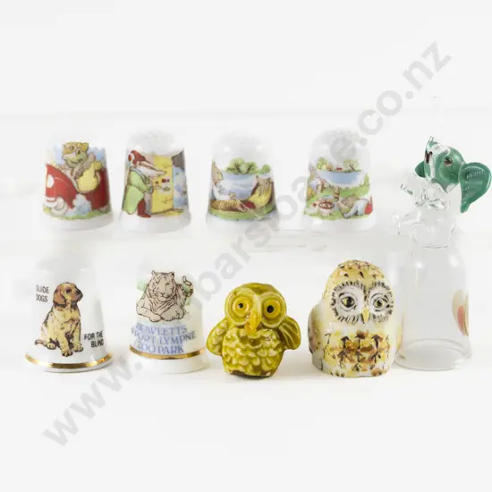 Set Four China Wind in the Willows Thimbles and Five Animal Thimbles