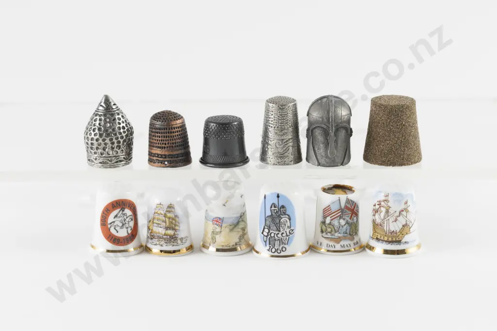 Four Military Theme Thimbles and Eight Historical Thimbles Image 1++