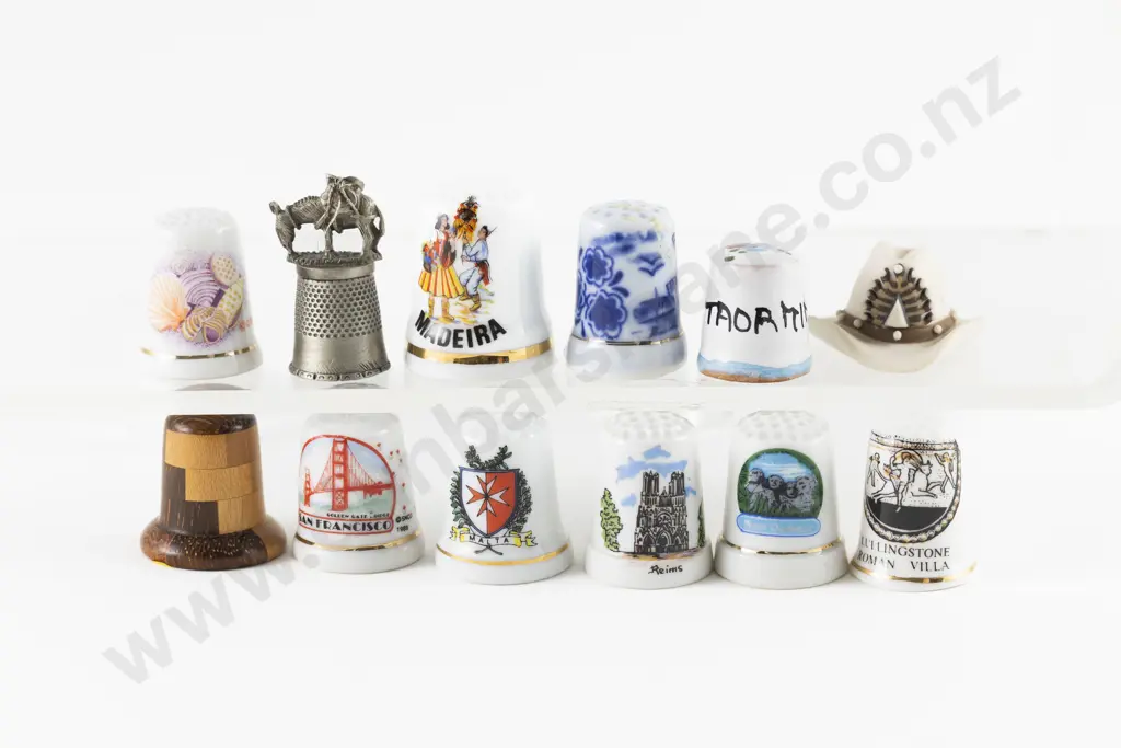 Six USA Various Thimbles and Six World City Thimbles Image 1++