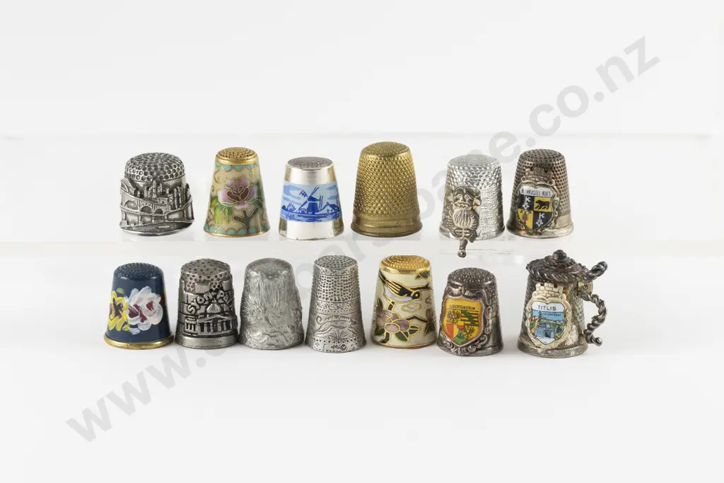 Thirteen Various Metal Thimbles Image 1++