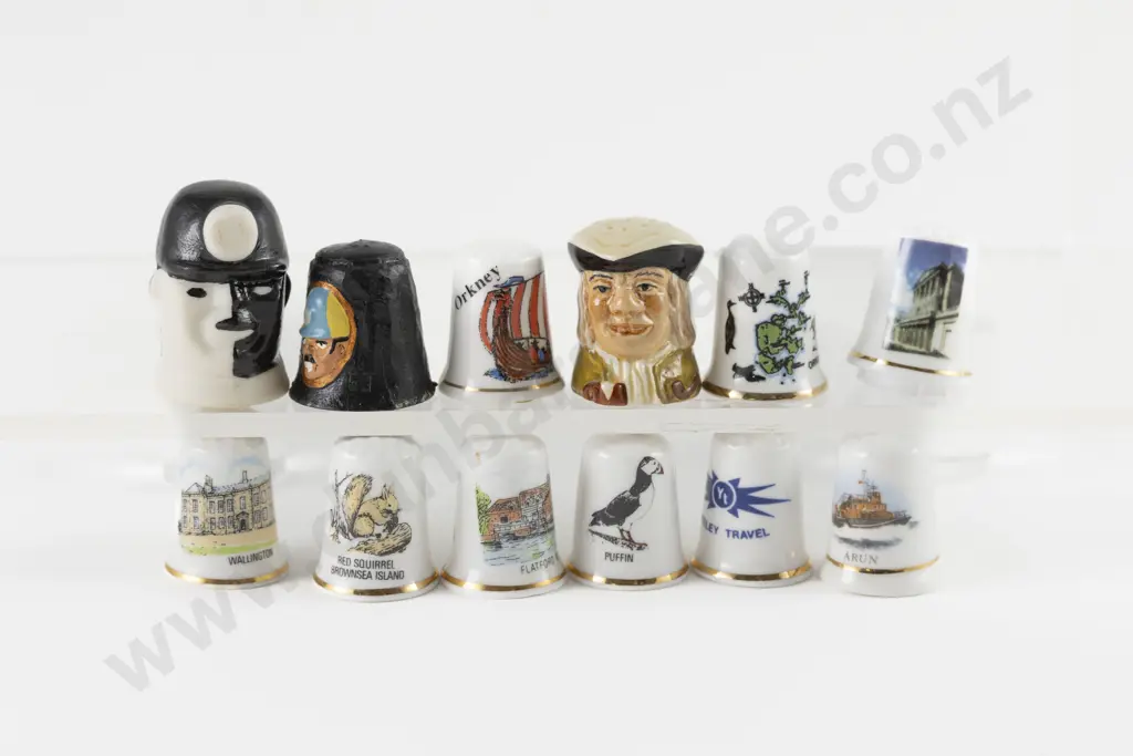 Twelve China and Assorted England and Scotland Theme Thimbles Image 1++