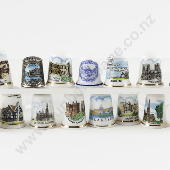 Fifteen Assorted China Thimbles UK Castles Abbeys and Places