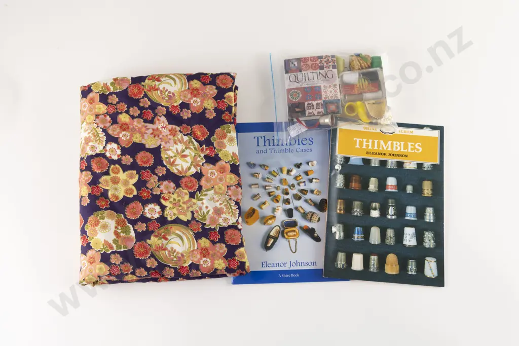 Various Sewing Finger Guards Two Reference Booklets Cloth Thimble Case and Assorted Image 1++