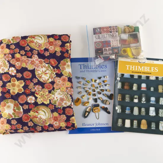 Various Sewing Finger Guards Two Reference Booklets Cloth Thimble Case and Assorted