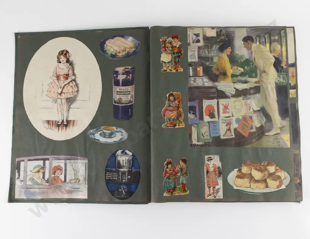 C1920's Scrap Book and Magazine Cut Outs Album Image 1++