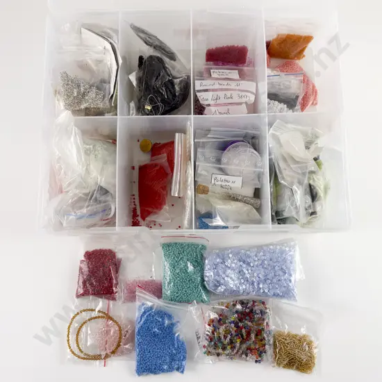 Collection of Assorted Glass Seed Beads with some Sequin and Various