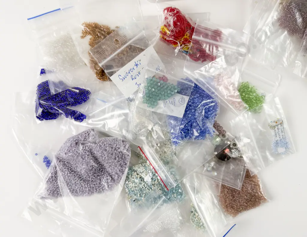 Collection of Assorted Seed Beads with Crystals and Various Image 1++