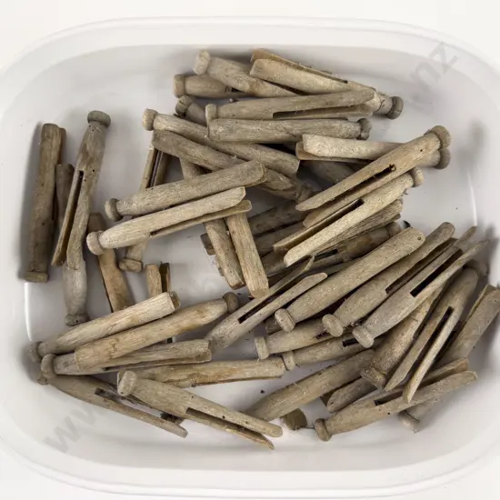 Quantity of Old Wooden Clothes Pegs for Doll Making