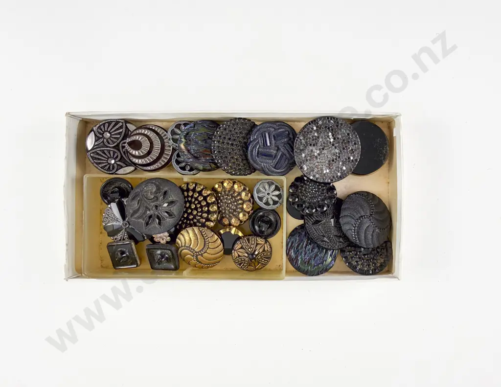 Collection of Victorian Glass Black Buttons Image 1++
