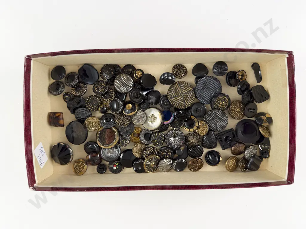 Collection of Victorian Glass Black Buttons Image 1++