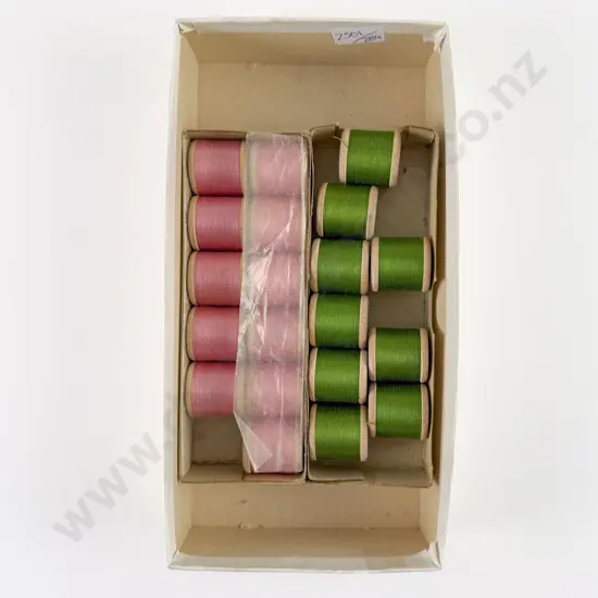 Quantity of Vintage Pink and Green Thread