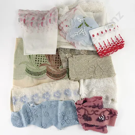 Collection of Vintage Wide and Beaded Lace with Various