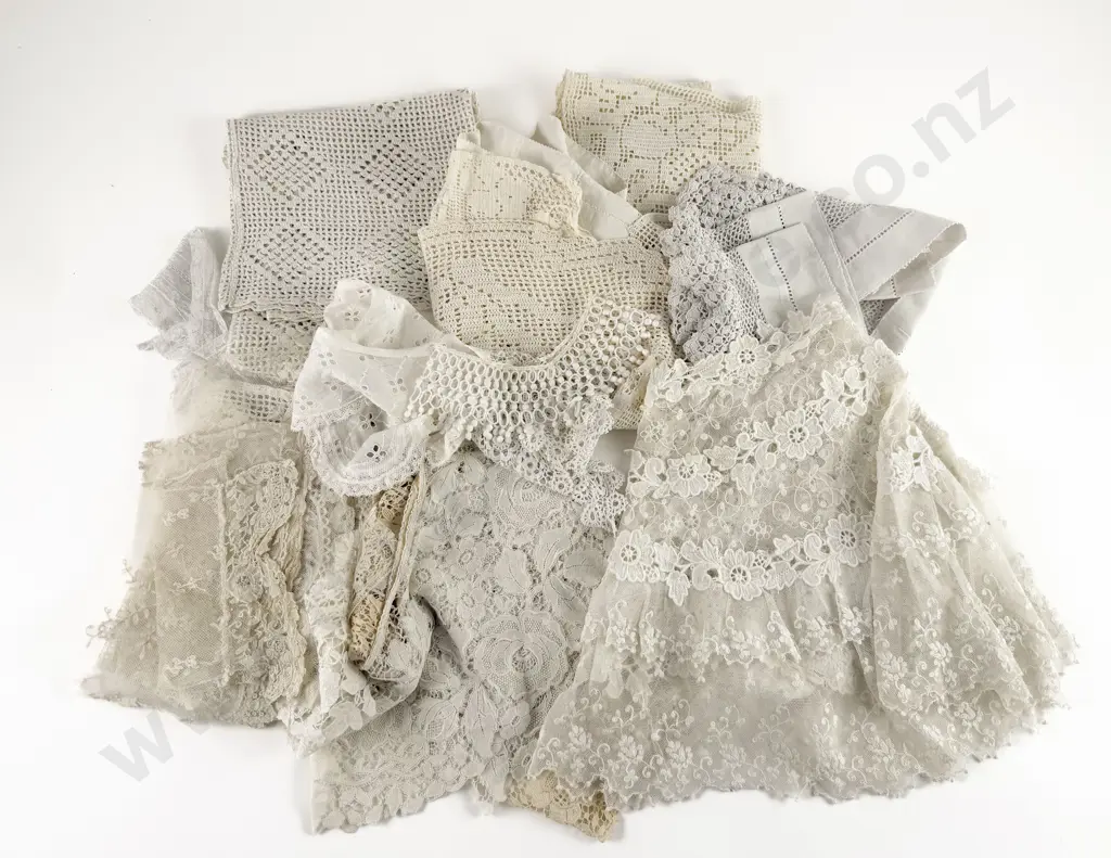Collection of Victorian and Later Lace and Crochet Collars Yolks Bibs and Various Image 1++