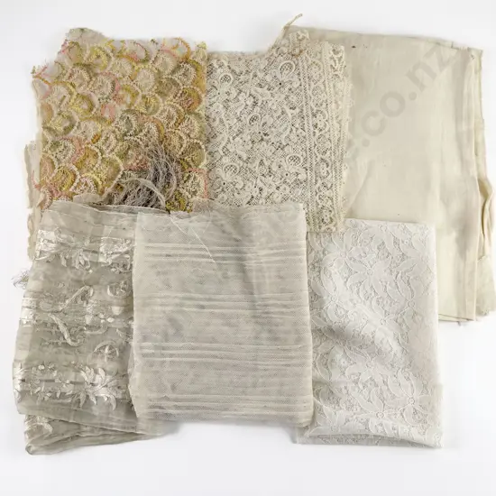 Quantity of Victorian Large Lace pieces with Silk Scarf (a/f)