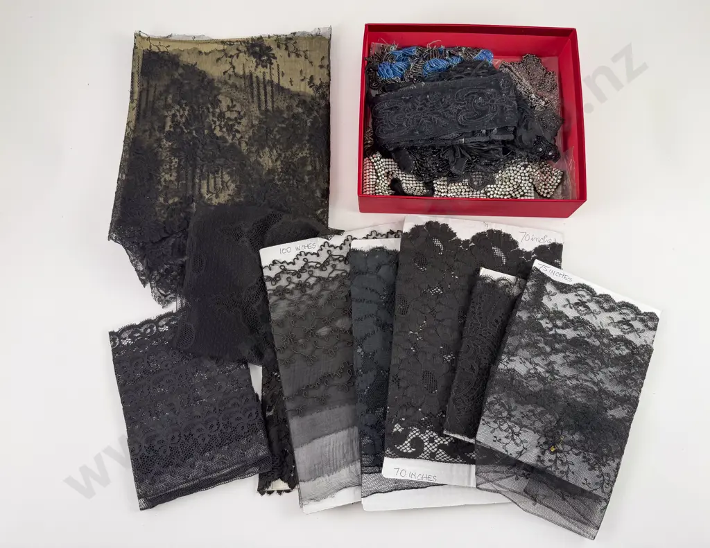 Quantity of Black Lace Together with Beaded and Diamanté Trims Image 1++