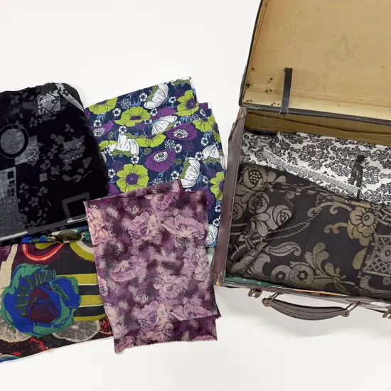 Vintage Suitcase with Quantity of Vintage Material Remnants