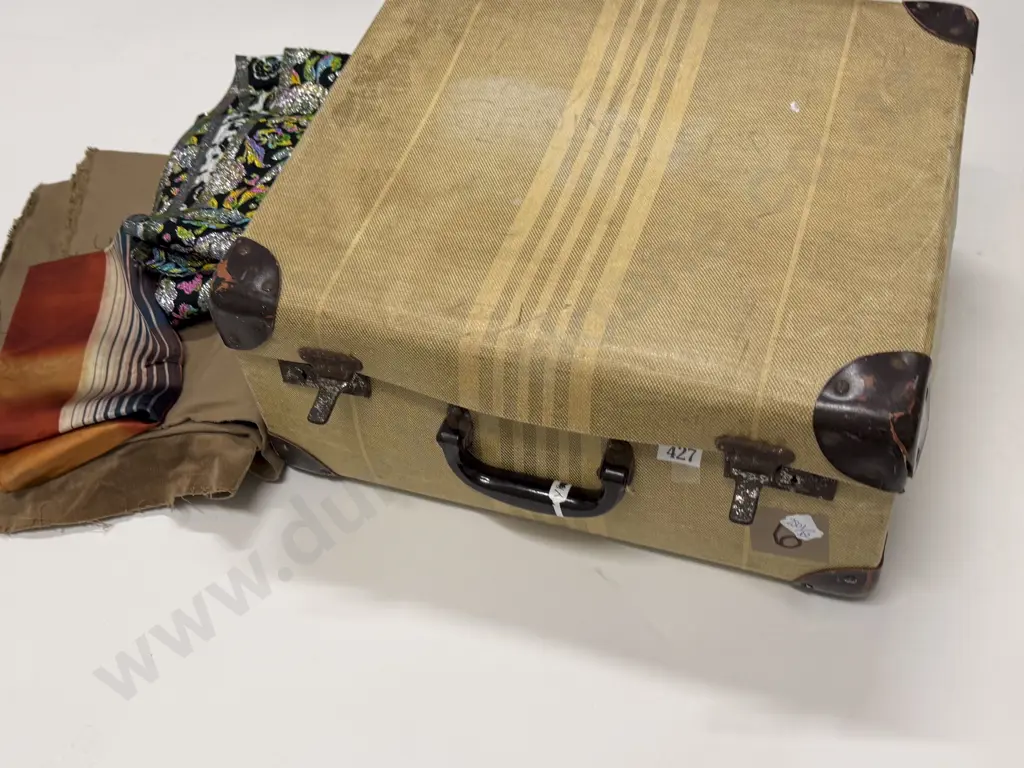 Vintage Suitcase with Quantity of Vintage Material Remnants Image 1++