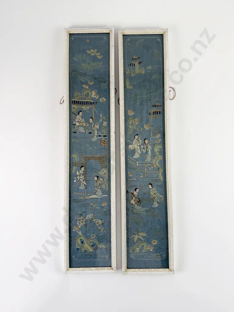 Pair Late C19th/Early 20th Chinese Silk Embroidered Panels Image 1++